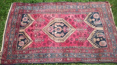 ANTIQUE PERSIAN PRAYER RUG: Antique Persian prayer rug ? Tribal patterns. 68 3/4" x 42 1/4". Condition: very good, upper & lower edges frayed. Provenance: Private Collection