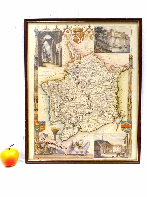 Monmouthshire England Heraldic Map Auction