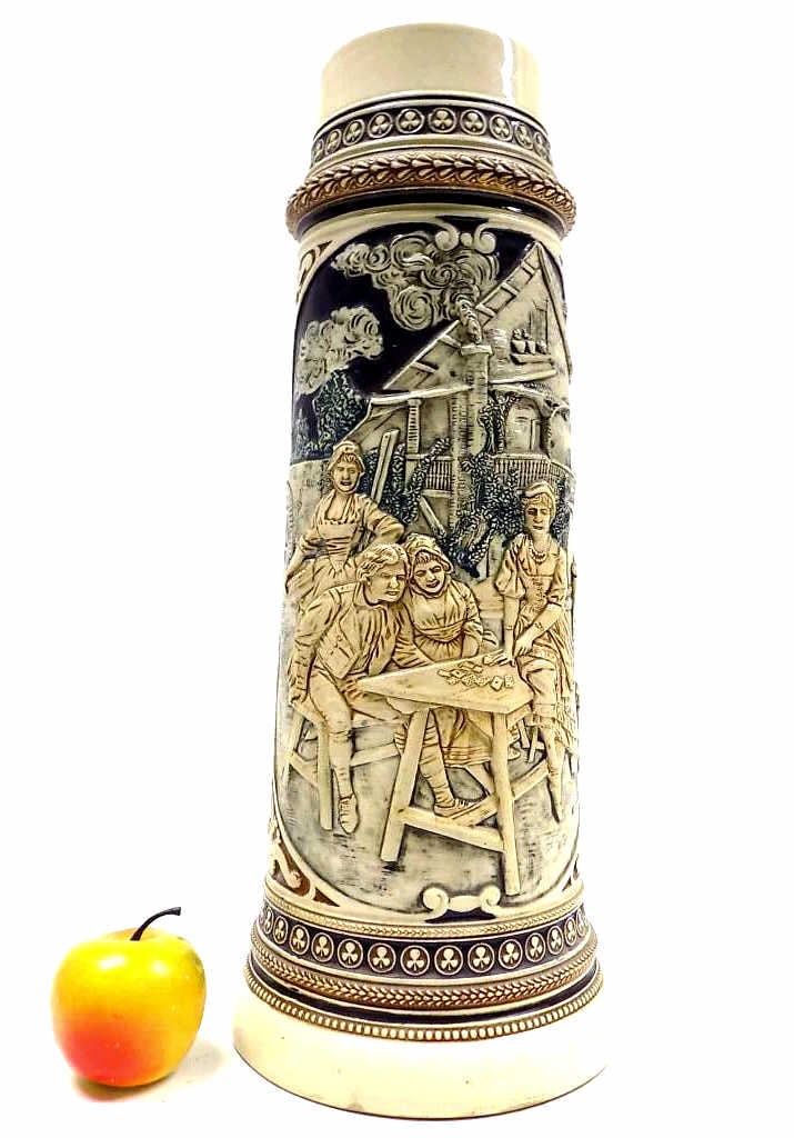 MONUMENTAL GERMAN GAME SCENE BEER STEIN TANKARD (1 of 8)