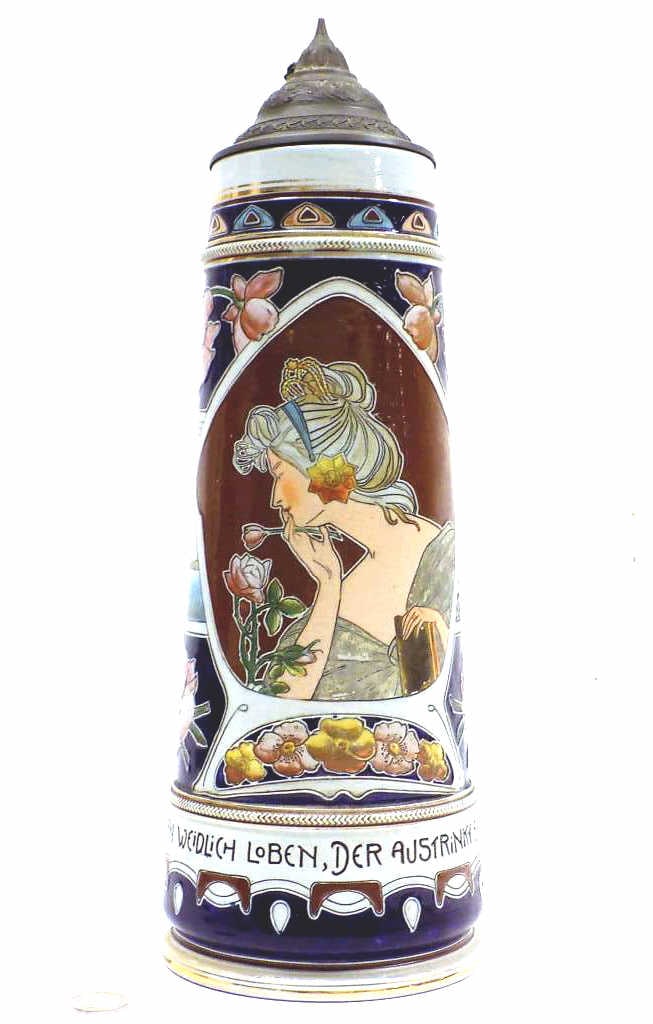 MATTHIAS GIRMSCHEID WOMAN WITH FLOWERS BEER STEIN (1 of 9)