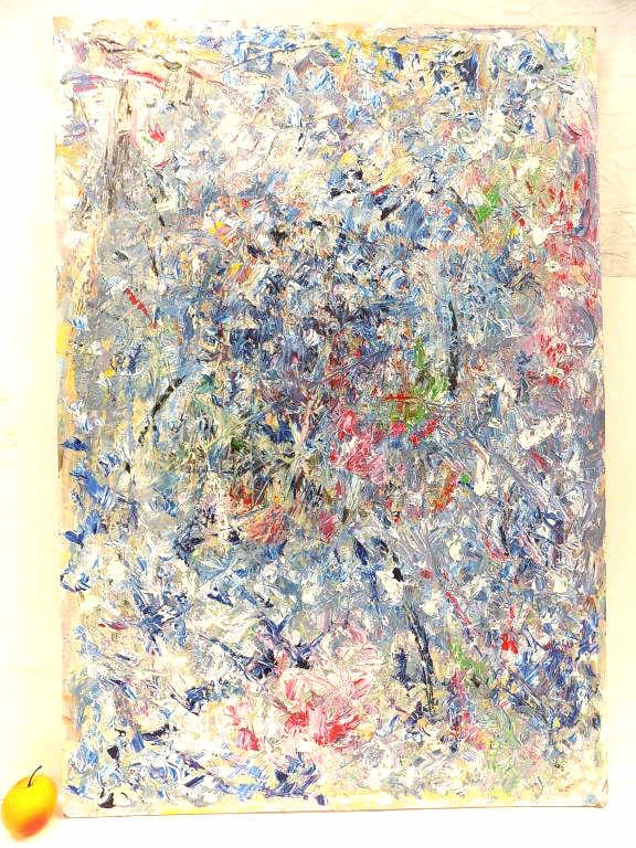 BIG ABSTRACT EXPRESSIONIST PAINTING SIGNED ILLEG (1 of 2)
