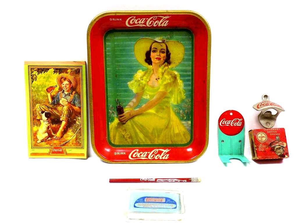 VINTAGE COCA COLA ADVERTISING LOT WITH TRAY (1 of 4)