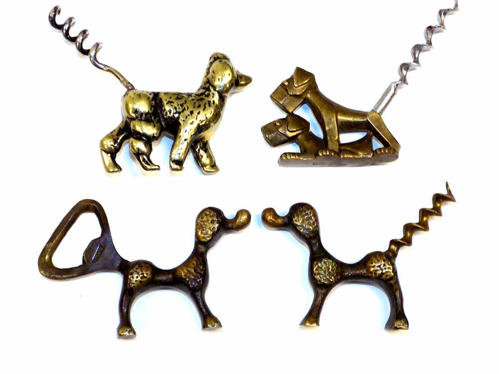 RARE FIGURAL DOG BRONZE BRASS CORKSCREWS LOT (1 of 3)