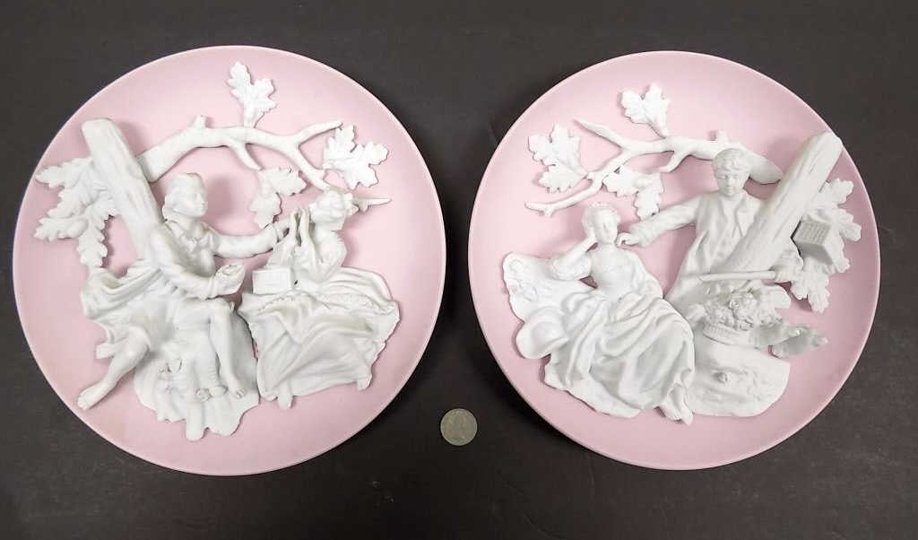 VICTORIAN PARIAN FIGURAL SCENE PLAQUES (1 of 4)