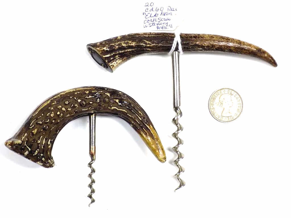 Victorian Elk Horn & Silver & Stag Corkscrews Auction