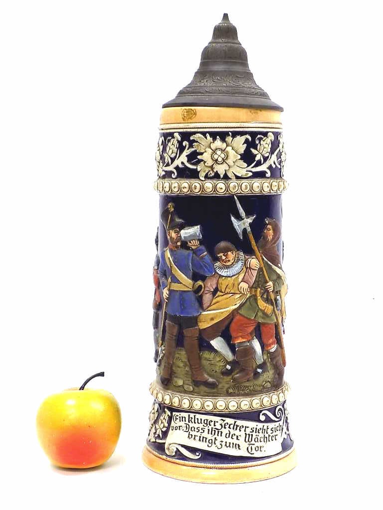 GERMAN MILITARY SCENE SAYING BEER STEIN TANKARD (1 of 6)