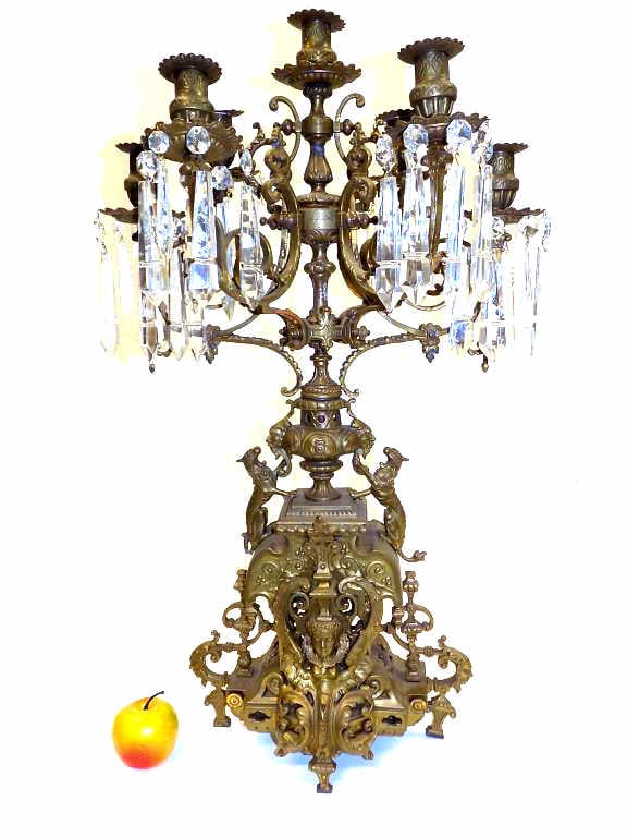 BIG RENAISSANCE REVIVAL GILT BRONZE CANDELABRA (1 of 9)