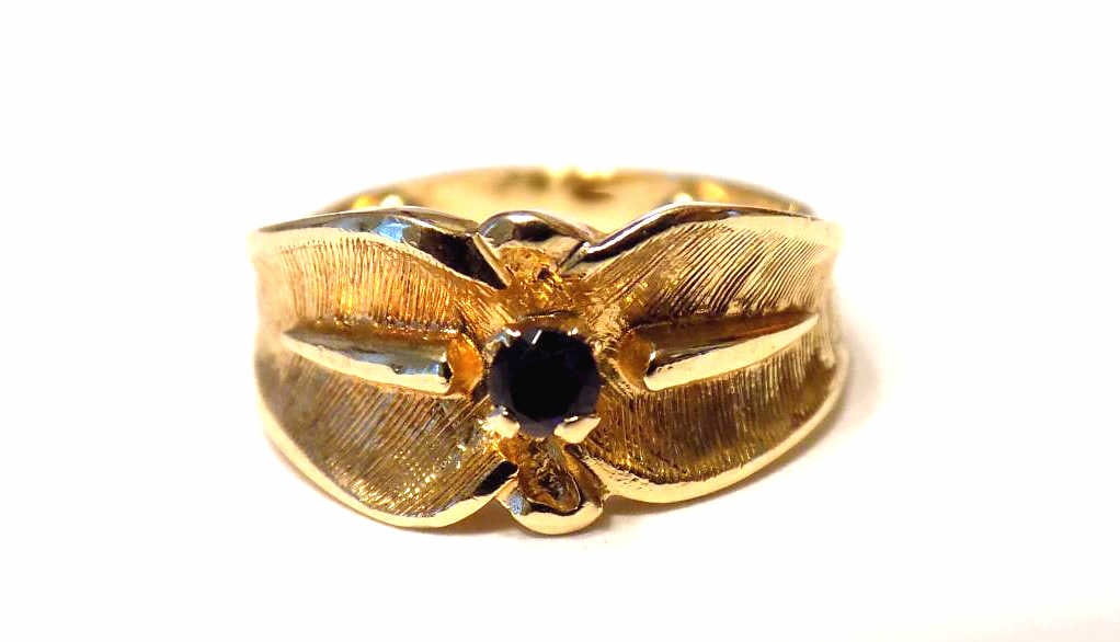 14K YELLOW GOLD & SAPPHIRE FLORAL RING (1 of 3)