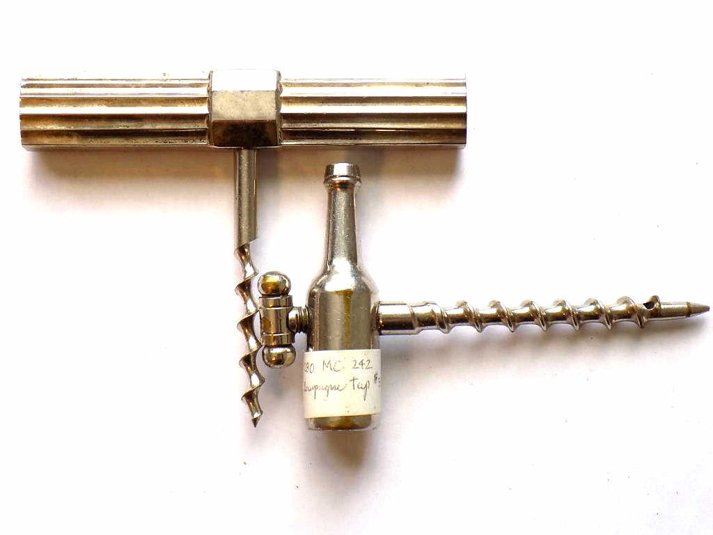 CHROME ART DECO AND CHAMPAGNE BOTTLE CORKSCREWS (1 of 2)