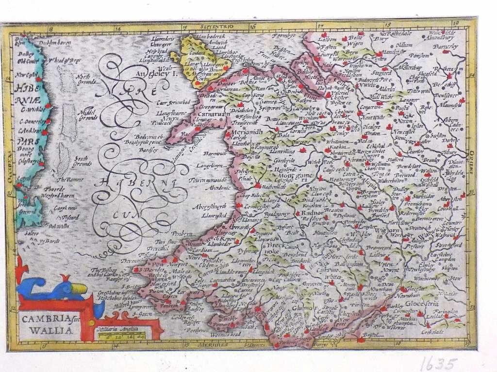 1635 MERCATOR HONDIUS CAMBRIA WALLIA MAP WALES (1 of 4)