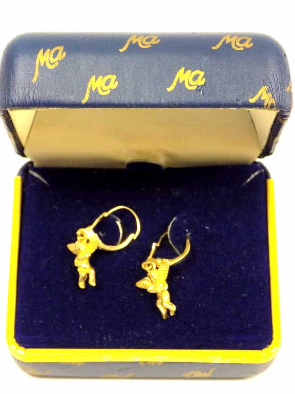 PAIR 14K GOLD MICHAEL ANTHONY GUARDIAN ANGEL EARRINGS (1 of 2)