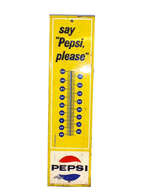 SAY PEPSI PLEASE EMBOSSED METAL THERMOMETER (1 of 2)