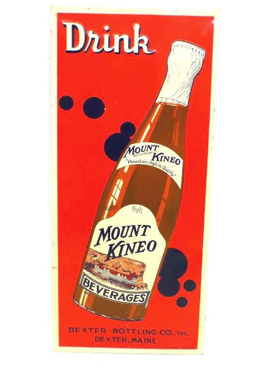 1950'S DRINK MOUNT KINEO BEVERAGES EMBOSSED SIGN (1 of 6)