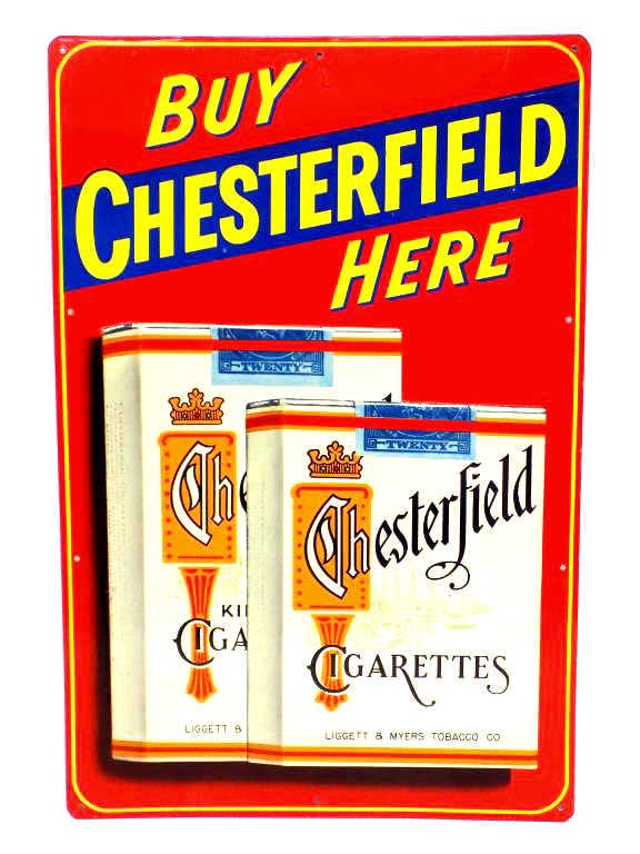 1960'S BUY CHESTERFIELD CIGARETTES EMBOSSED SIGN (1 of 3)