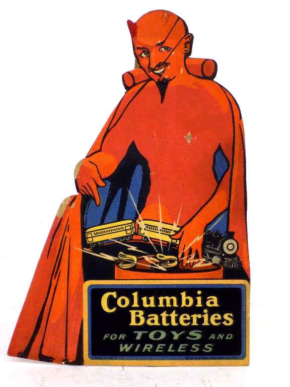 RARE COLUMBIA BATTERIES DEVIL ADVERTISING DISPLAY (1 of 6)