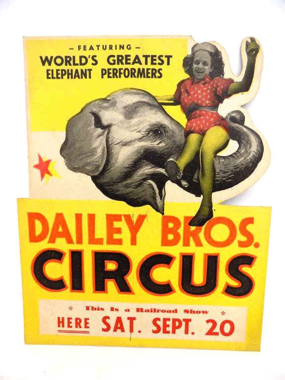 RARE 1940'S DAILEY BROS CIRCUS RAILROAD SHOW SIGN (1 of 3)