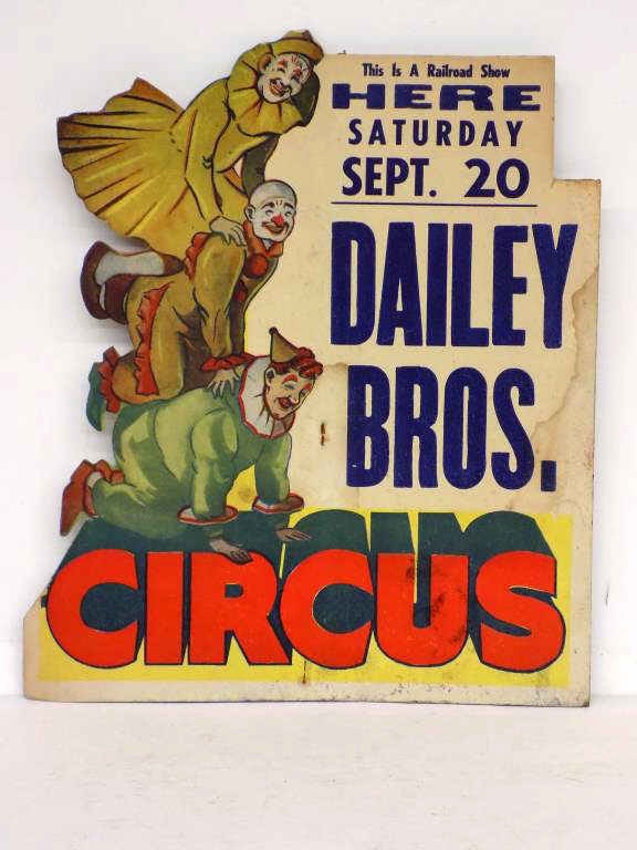 RARE 1940'S DAILEY BROS CIRCUS RAILROAD SHOW SIGN (1 of 5)