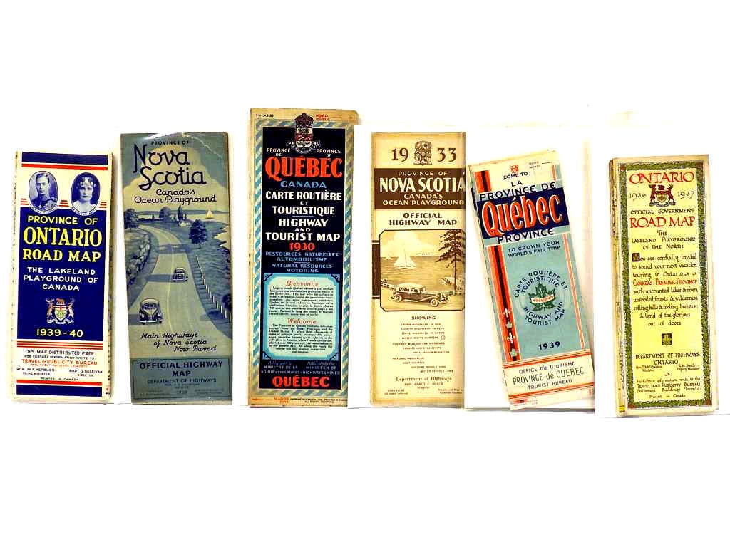 GROUP OF 6 RARE 1930'S CANADIAN ROAD MAPS (1 of 3)