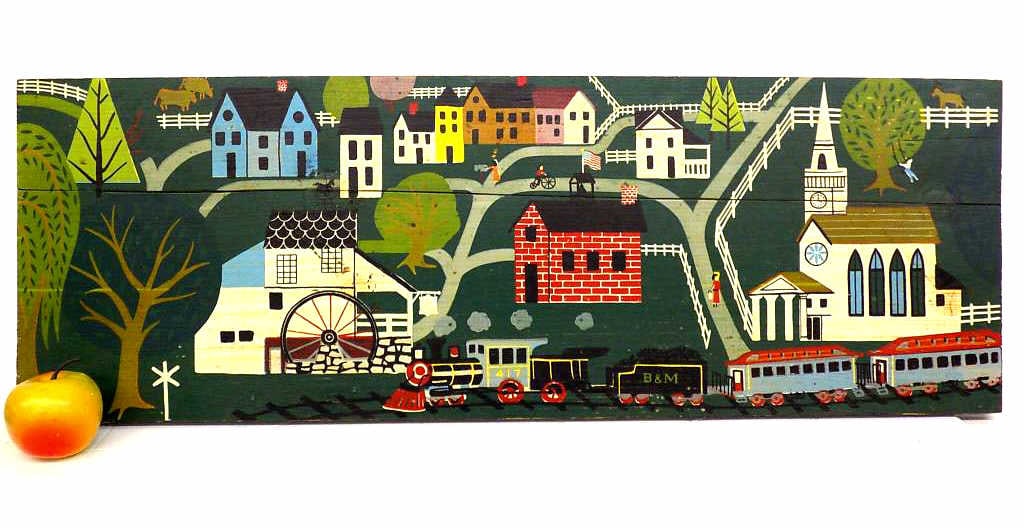 WHIMSICAL AMERICAN FOLK ART WOOD PAINTING (1 of 11)