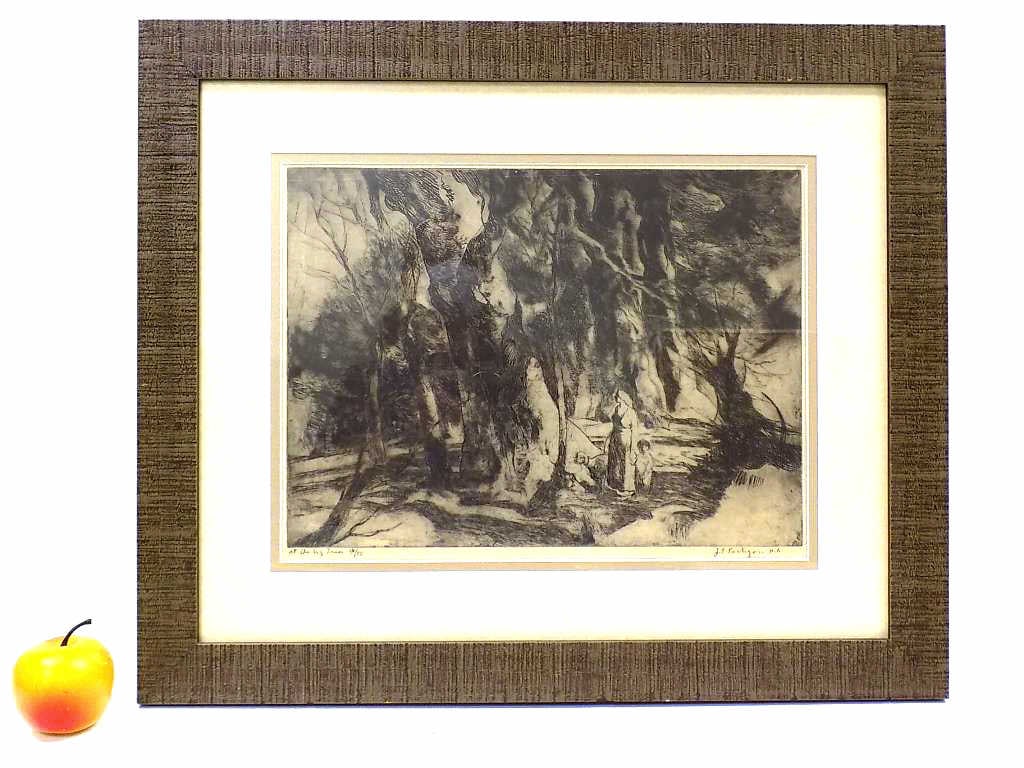 JOHN E. COSTIGAN - AT THE BIG TREE SIGNED ETCHING (1 of 5)
