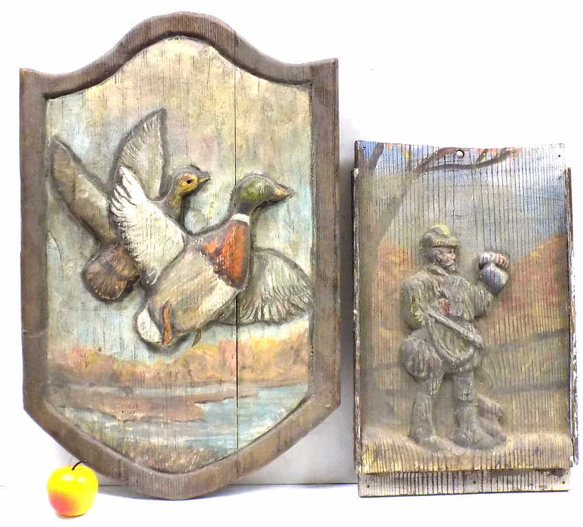 EDWARD KENNEDY FOLK ART HUNTER & DUCKS PLAQUES (1 of 3)