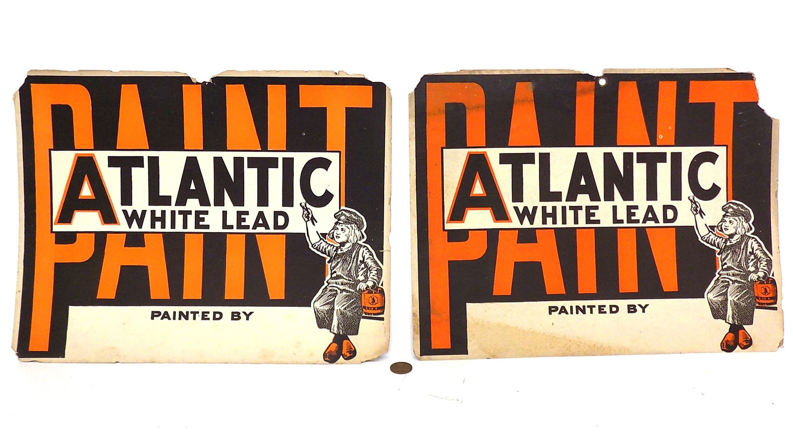 1930'S ATLANTIC WHITE LEAD PAINT ADVERTISING SIGNS (1 of 3)