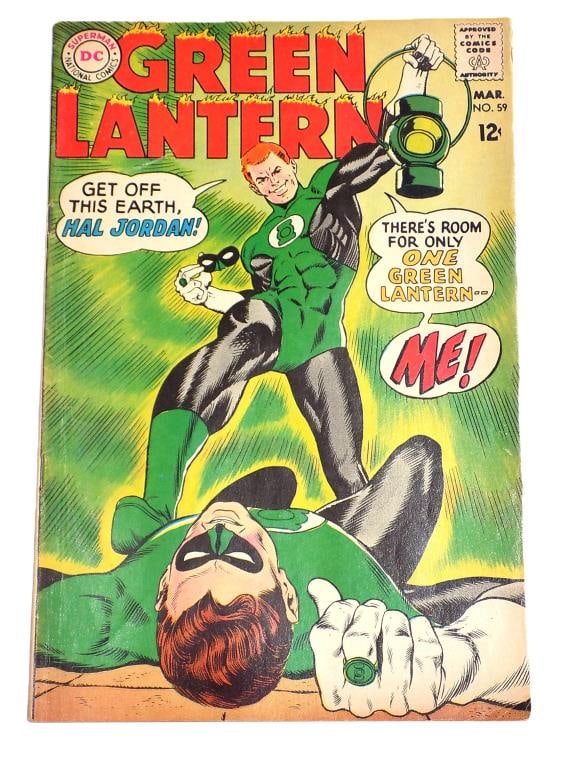 GREEN LANTERN No 59 COMIC BOOK 1ST GUY GARDNER: DC National Comics Green Lantern No. 59 1968 Silver Age Super Hero Comic Book. Key Issue First Appearance of Guy Gardner.