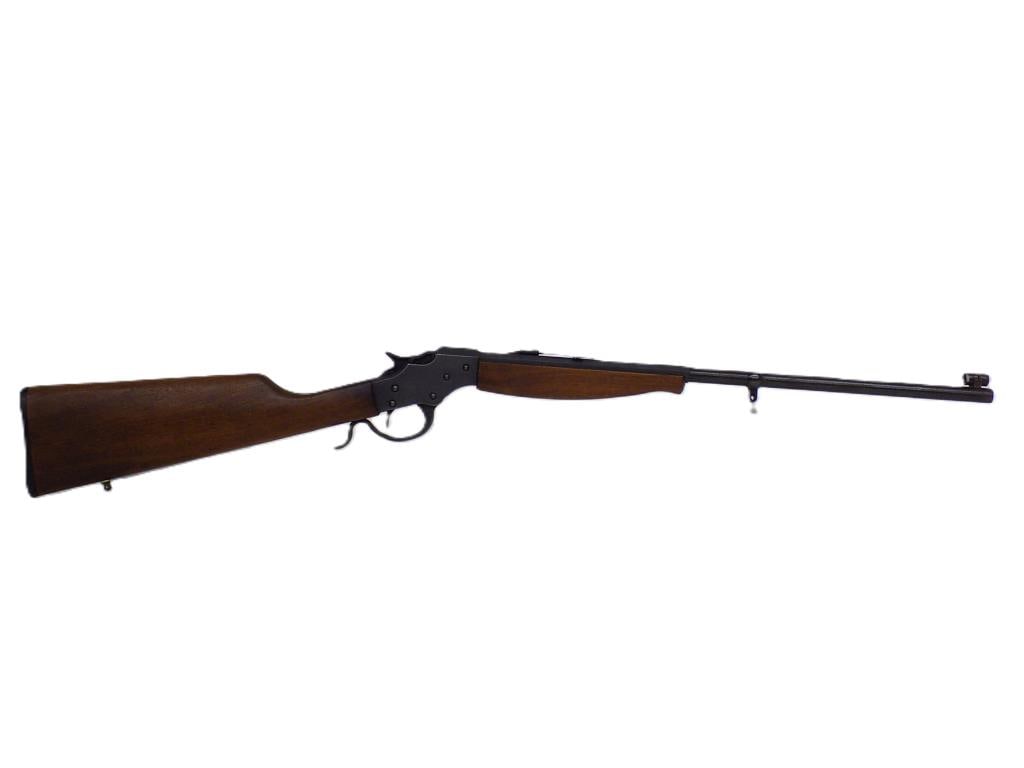 SAVAGE FAVORITE MODEL 30 .22 CALIBER WESTERN RIFLE: Vintage Savage Favorite Model 30 .22 Caliber Old Western Style Rifle with Dropping Block Action. Dark Wood Forearm and Stock. Semi Octagonal Round Barrel with Site and Scrolled Lever. Serial No. 80125