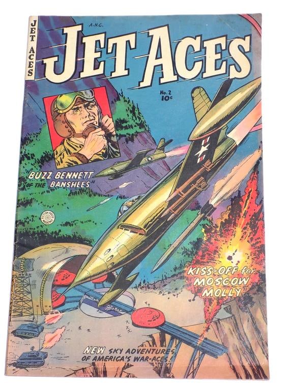 JET ACES No. 2 GOLDEN AGE ADVENTURE COMIC BOOK: Rare Real Adventures Publishing 1952 Golden Age Jet Aces No. 2 Action Adventure Comic Book.
