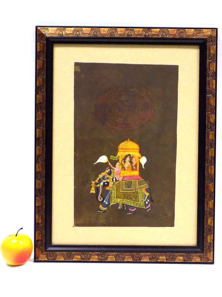 HINDU INDIAN ROYALTY MIXED MEDIA GOUACHE PAINTING (1 of 4)