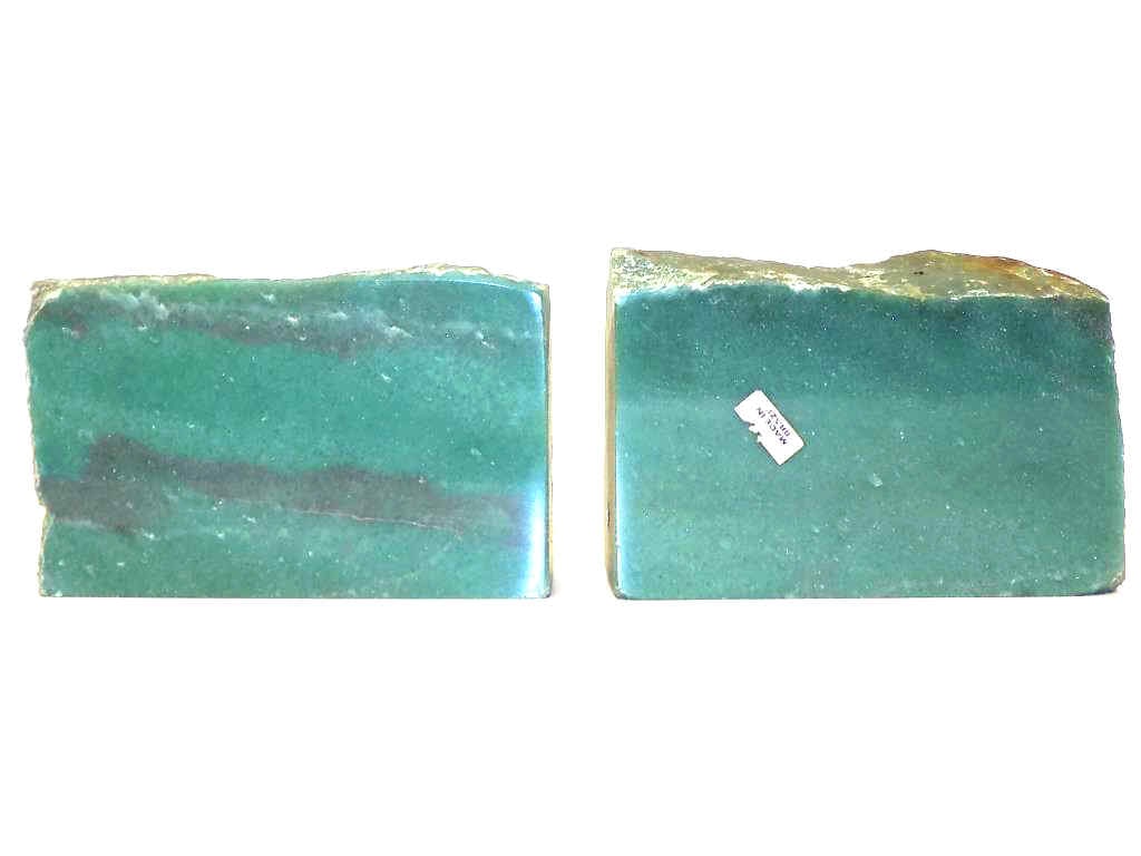 BRAZILIAN AVENTURINE GREEN QUARTZ BOOKENDS: Stunning Pair of Solid Brazilian Aventurine Green Quartz Bookends. 3.5" x 5.5"