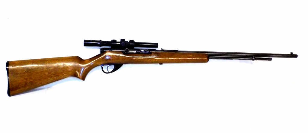 STEVENS RANGER MODEL 87A .22 CALIBER LONG RIFLE: Vintage Circa 1940's Stevens Sears Ranger Model 87A .22 Caliber Long Rifle. Wood Body with Smokeless Chamber and Tasco 4 x 15 Scope. Pre 1968. Working order. Ref 1 NICS Check Required. There is a $25.