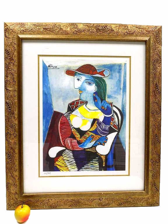 PICASSO - PORTRAIT OF MARIE WALTER LITHOGRAPH: After Pablo Picasso Spanish 1881-1973 - Picasso Masterpieces Limited Edition Color Lithograph Pencil Numbered Series of 500. Entitled Portrait of Marie Therese Walter. Certificate of Authenticity Rear