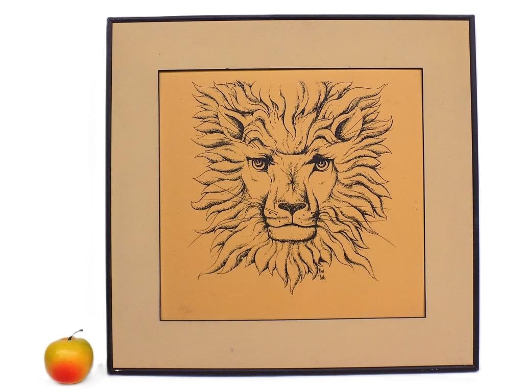 NEEL BATE - HANDSOME LION NUMBERED LITHOGRAPH: Neel Bate American 1916-1989 - Vintage Handsome Lion Lithograph. Artist Hand Numbered Edition of 200. 20" x 21" Artist is Known for Erotic Art.