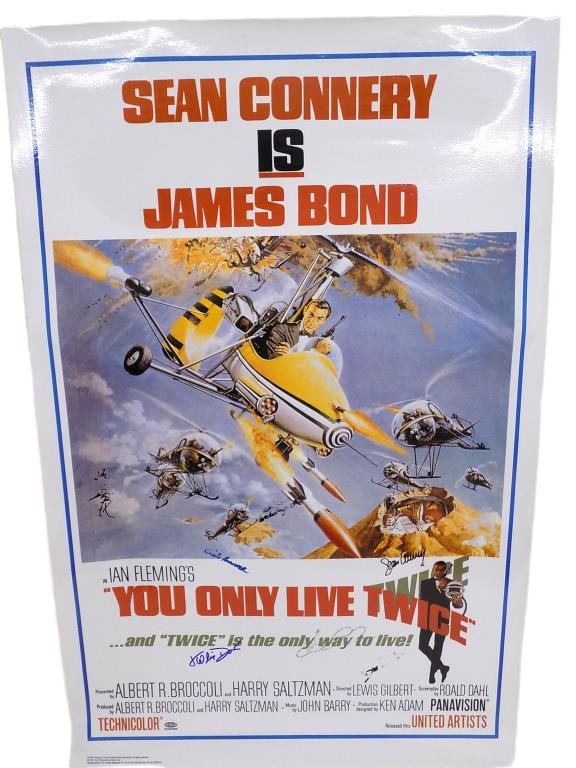 JAMES BOND YOU ONLY LIVE TWICE CAST SIGNED POSTER: Classic James Bond 007 Spy Movie You Only Live Twice Movie Poster Reprint. Signed by Cast Members Sean Connery, Mie Hama, Lois Maxwell, Karin Dor, Tsai Chin, Burt Kwouk and Akiko Wakabayashi. 7 Origin