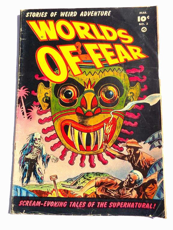 GOLDEN AGE WORLD'S OF FEAR No 3 COMIC BOOK: Golden Age Fawcett Publications 1952 World's of Fear No. 3 Comic Book. Stories of Weird Adventure. Scream Evoking Tales of The Supernatural ! Evans Artwork. Very Good As is Condition