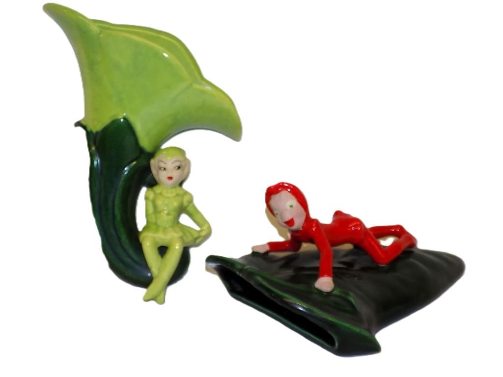 VINTAGE 1950'S PIXIE ELVES FIGURINE WALL POCKETS (1 of 4)