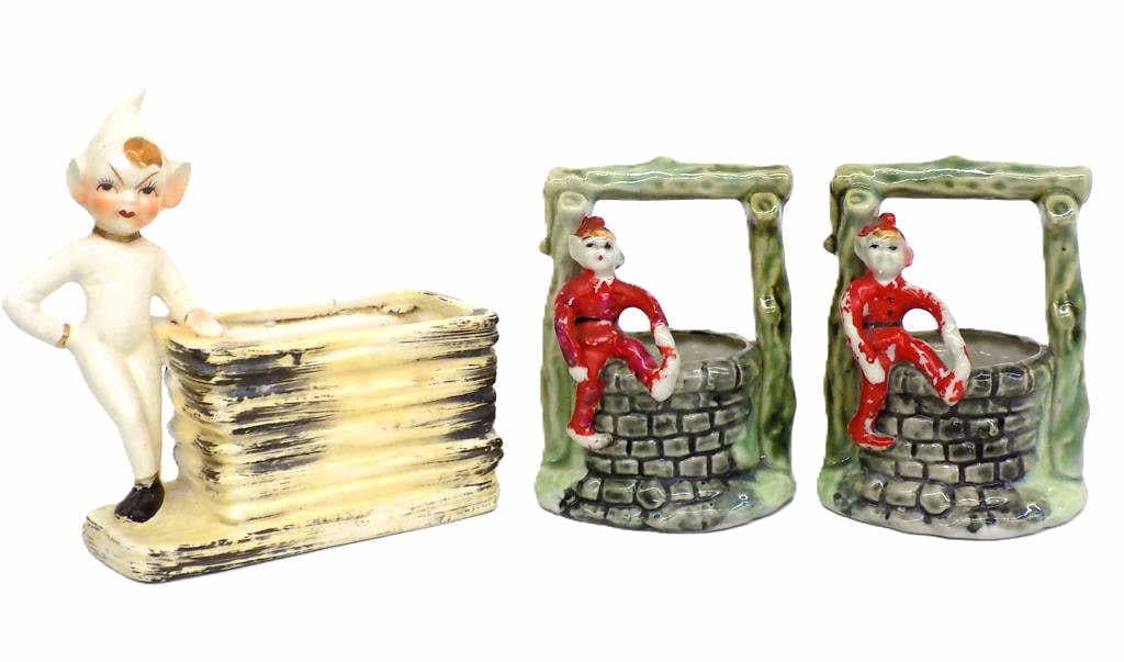 VINTAGE 1950'S PIXIE ELVES FIGURINE PLANTERS (1 of 2)