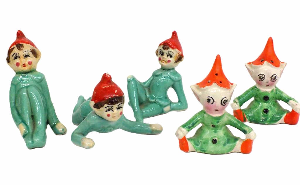 1950'S PIXIE ELFS ELVES FIGURINES W/ SALT PEPPERS (1 of 2)