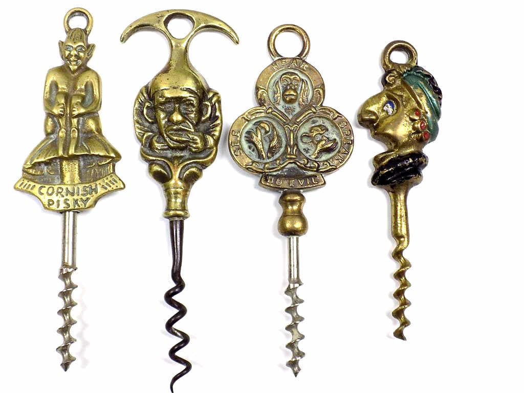 UNUSUAL GROUP FIGURAL BRASS CORKSCREWS (1 of 3)