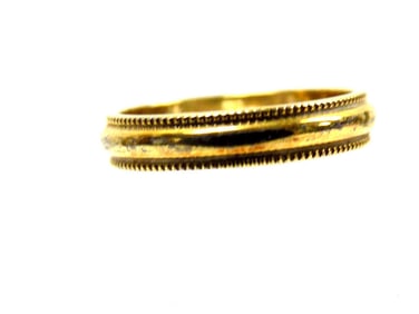 SOLID 10K YELLOW GOLD BEADED BAND RING