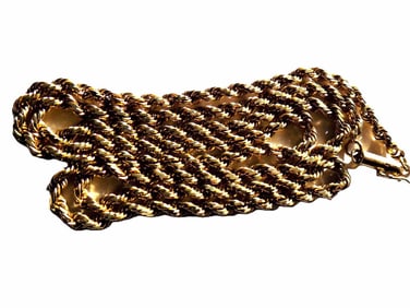 GORGEOUS 20 INCH SOLID 14K YELLOW GOLD ROPE TWIST NECKLACE