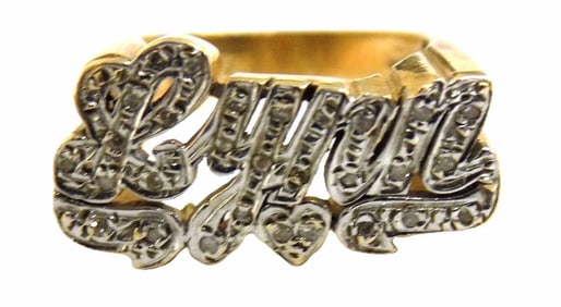 14K YELLOW GOLD & DIAMOND LYNN NAME RING