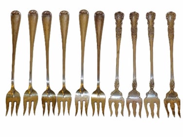 FANCY STERLING SILVER HORS D'OURVE FORKS W/ GORHAM