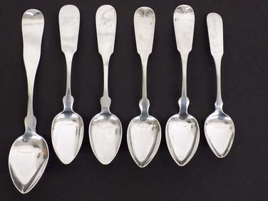 GROUP OF EARLY AMERICAN COIN SILVER SPOONS