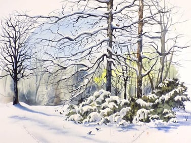 MARGARET HUDDY - ROBERT FROST WINTER WATERCOLOR