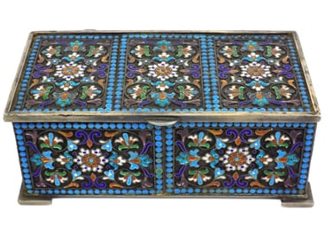 RUSSIAN CHAMPLEVE SILVER BOX ALEXANDER TILLANDER