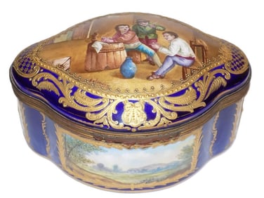 EXCEPTIONAL SEVRES PORCELAIN JEWELRY BOX 1753 MARK