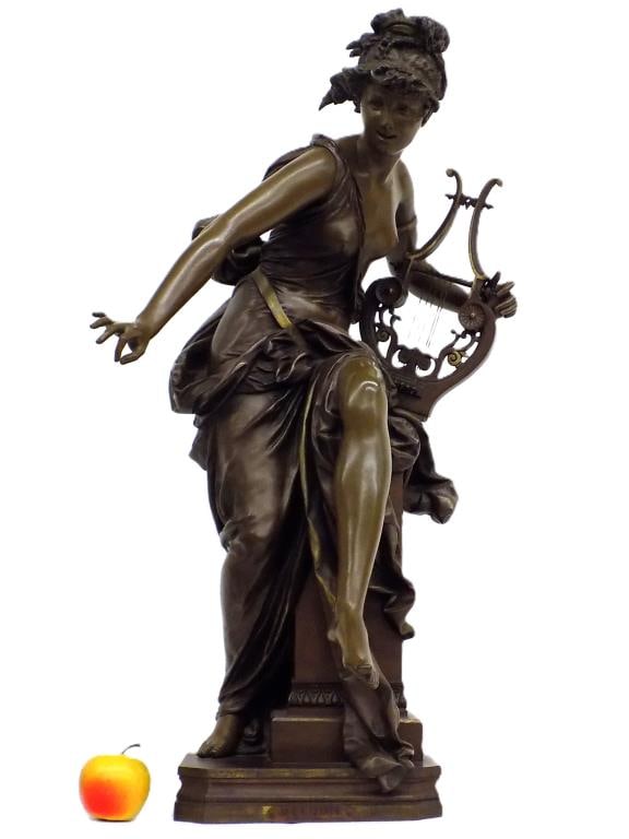 ALBERT CARRIER BELLEUSE MELODIE BRONZE MAIDEN 31" TALL