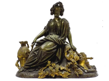 19TH CENTURY ALLEGORIC HARVEST MAIDEN BRONZE